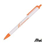 Custom Value Slim Pen w/Glossy White Barrel - Matte Colored Accent - 6