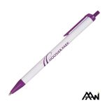Custom Value Slim Pen w/Glossy White Barrel - Matte Colored Accent - 7