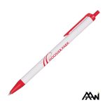 Custom Value Slim Pen w/Glossy White Barrel - Matte Colored Accent - 8