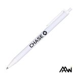 Custom Value Slim Pen w/Glossy White Barrel - Matte Colored Accent - 9