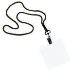 Custom 1/8" Polyester Cord Lanyard with Bulldog Clip and 3 1/2"x3 1/2" ID Badge - 1