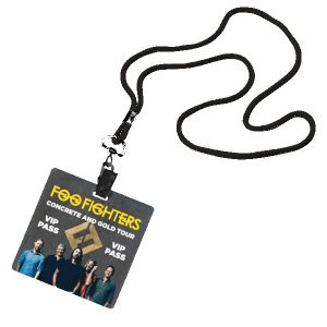Custom 1/8" Polyester Cord Lanyard with Bulldog Clip and 3 1/2"x3 1/2" ID Badge