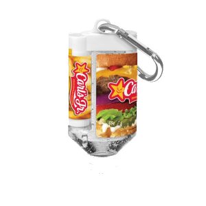 Custom 1.9 oz Duo Bottle Sanitizer + SPF 15 Lip Balm + Carabiner