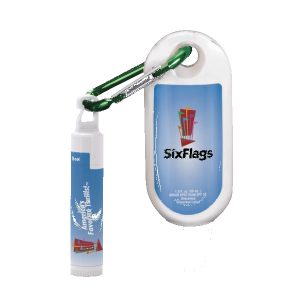 Custom 1.9 oz SPF 30 Sunscreen with Carabiner and SPF 15 Lip Balm in White Tube with Hook Cap