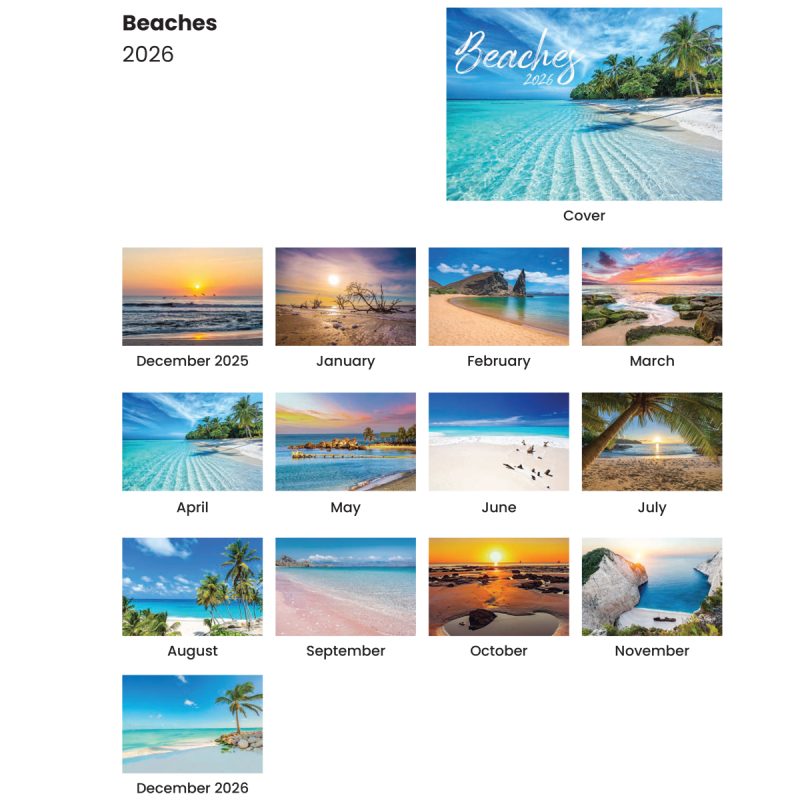 Custom Beaches Spiral Wall Calendar - 2