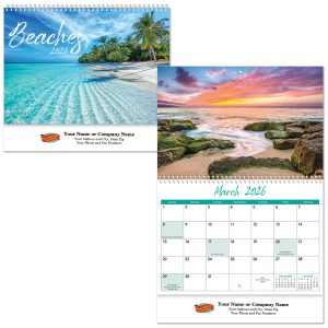 Custom Full Color Beaches Spiral Wall Calendar