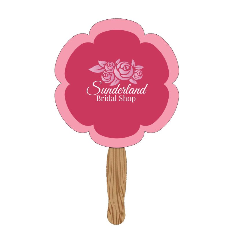 Custom Hand Held Paper Fan - Flower 2 - 4