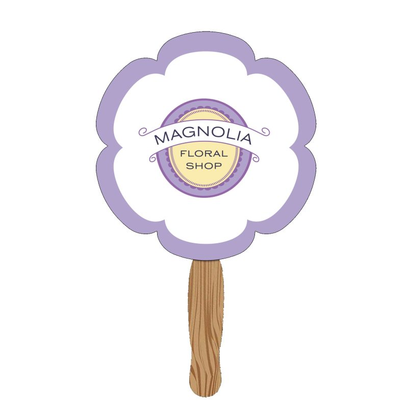 Hand-Held-Paper-Fan-Flower-2-F1469 Custom Hand Held Paper Fan - Flower 2