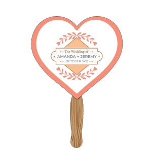Custom Hand Held Paper Fan - Heart