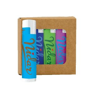 Custom SPF 15 Lip Balm 4-Pack in Kraft Window Box