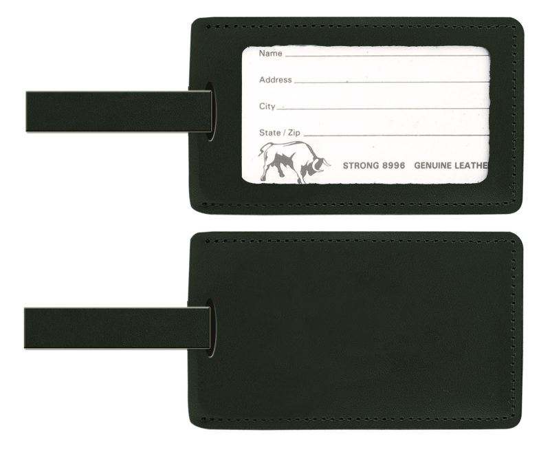 Custom Top Grain Leather Luggage Tag w/Open ID Window (Domestic) - 5