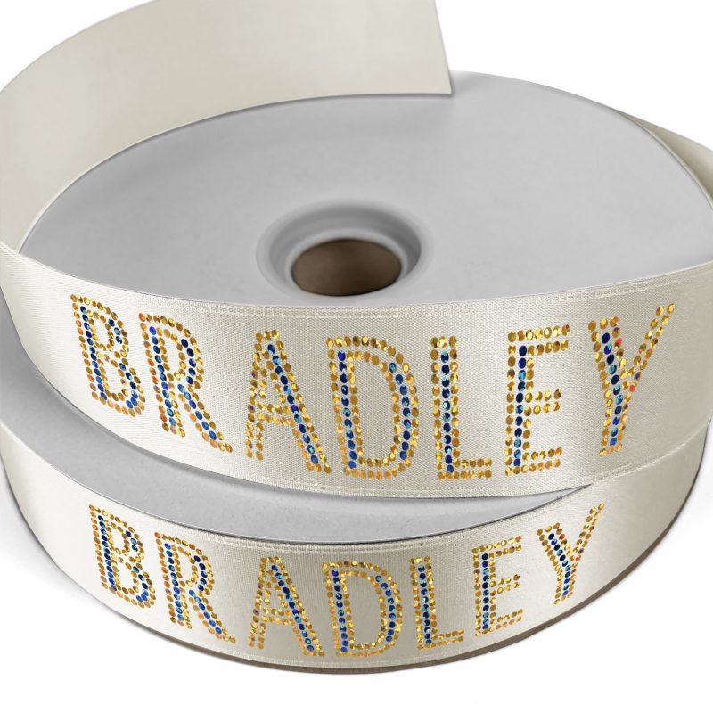 Custom 1 1/2" Badge Satin Ribbon - 100yd Roll - Sparkle - 6