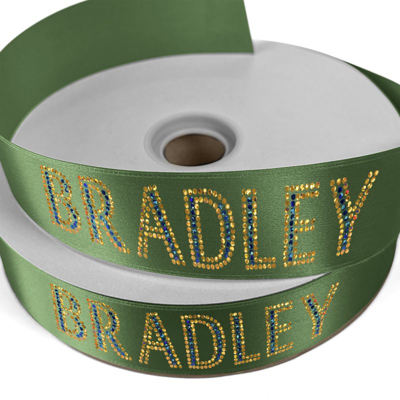 Custom 1 1/2" Badge Satin Ribbon - 100yd Roll - Sparkle - 9