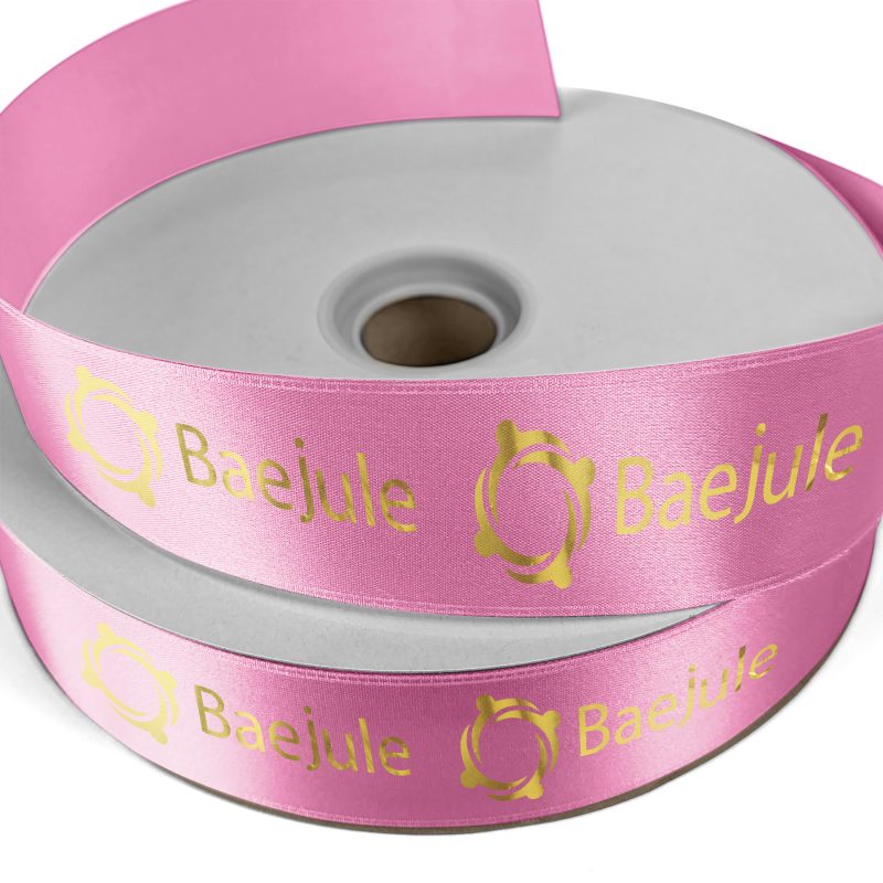 Custom 1 1/2" Badge Satin Ribbon - 50yd Roll - Foil Print - 2