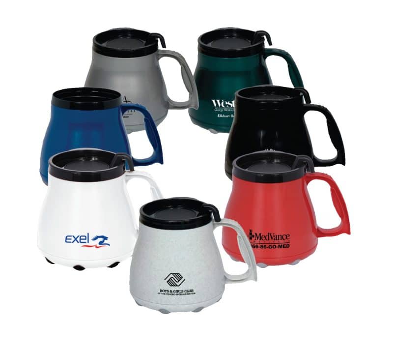 Custom 16 Oz. Low Rider Mug w/Rubber Grip Base & Slider Lid