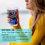 Custom 16 Oz. Full Color Paper Cup with Lid - 8
