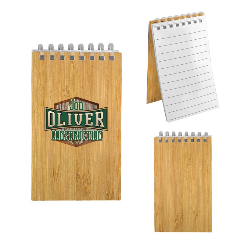 3-X-5-Bamboo-Spiral-Notebook-CPP-7815 Custom 3" X 5" Bamboo Spiral Notebook