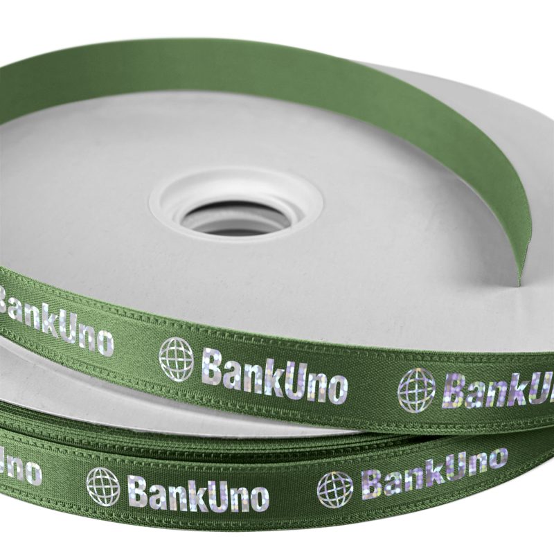 Custom 5/8" Badge Satin Ribbon - 100yrd Roll - Foil Print - 9