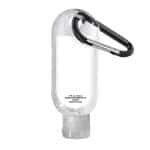 Custom Clear Sanitizer in Clear Bottle with Carabiner - 1.9 oz.
