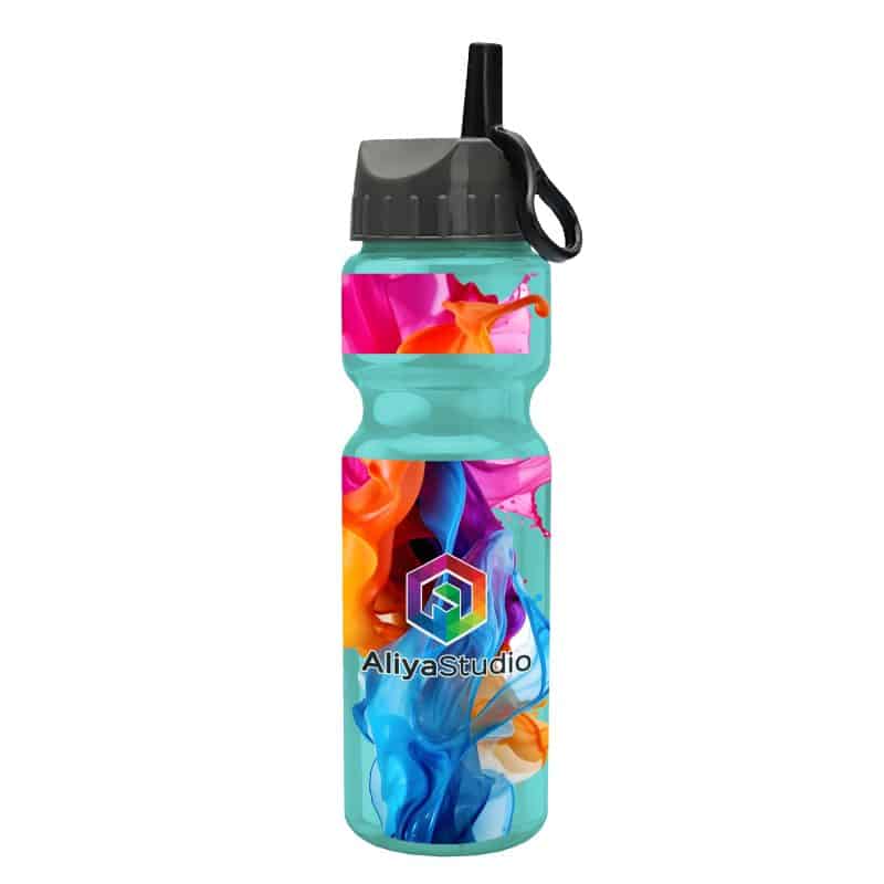 Custom Garyline® Champ Bottle with Ring-Straw Lid - 28 oz. - 7