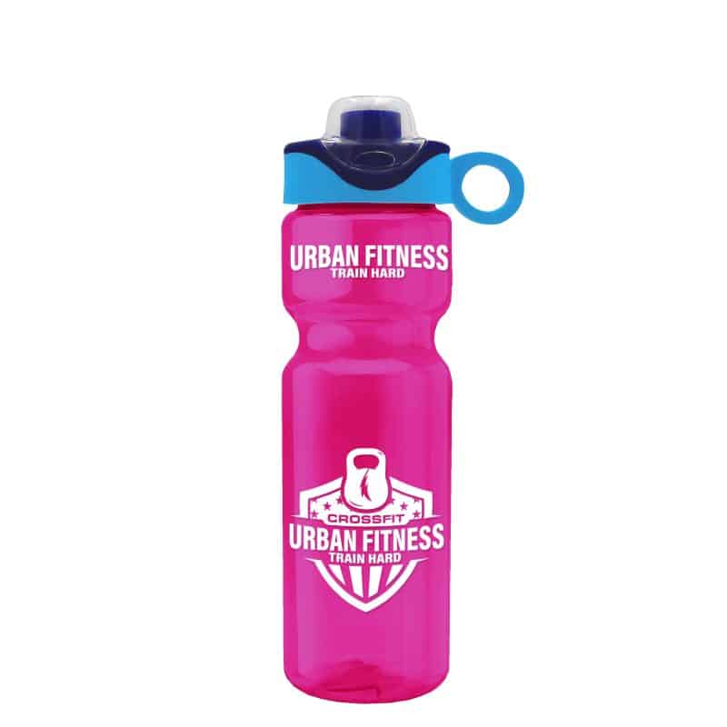 Custom Garyline® Champ Bottle with Two-Tone Drink-Thru Lid with Silicone Loop - 28 oz. - 4