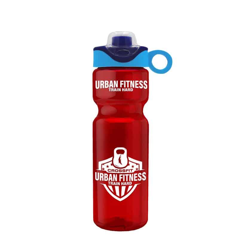 Custom Garyline® Champ Bottle with Two-Tone Drink-Thru Lid with Silicone Loop - 28 oz. - 6