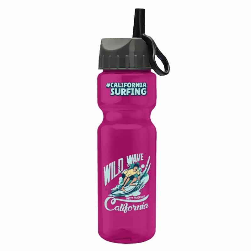 Custom Garyline® Champ Recycled Bottle with Ring-Straw Lid - 28 oz. - 3