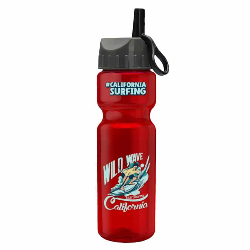 Custom Garyline® Champ Recycled Bottle with Ring-Straw Lid - 28 oz. - 5