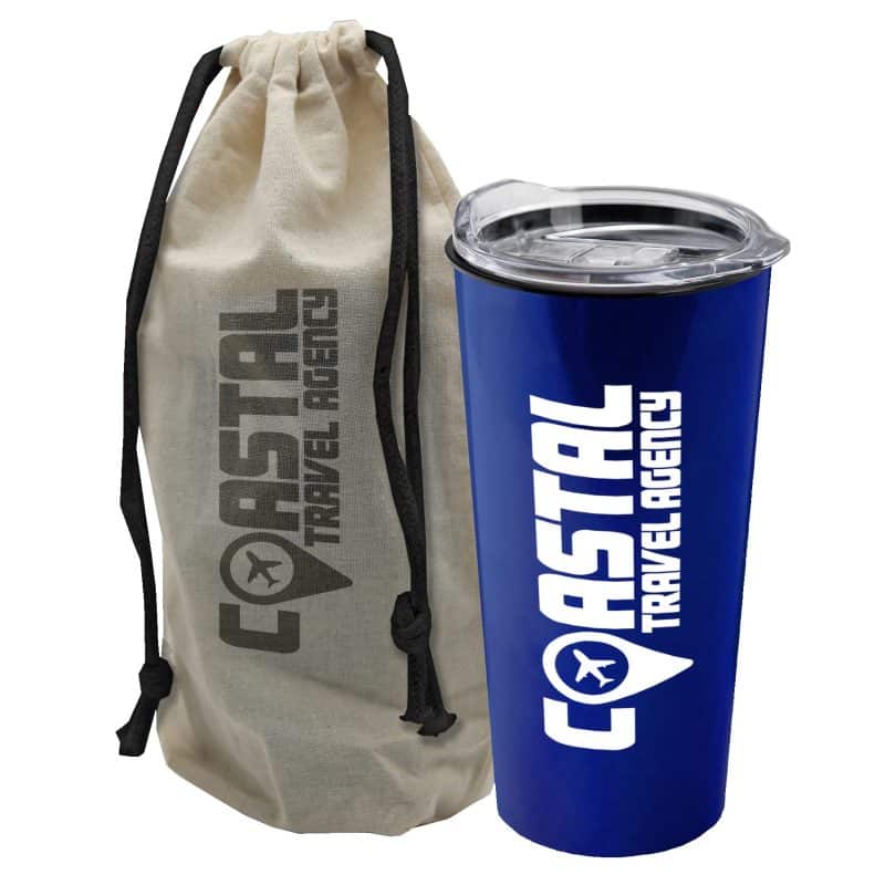 Custom Garyline® Explore Tumbler with Slider Lid in a Cotton Bag - 18 oz. - 1