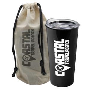 Custom Garyline® Explore Tumbler with Slider Lid in a Cotton Bag - 18 oz.