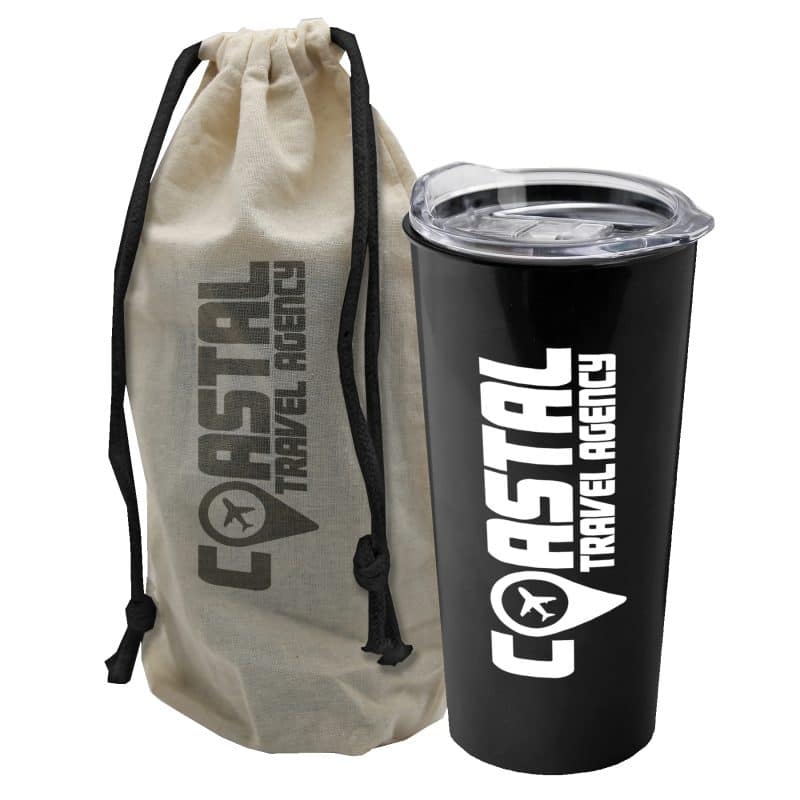 Custom Garyline® Explore Tumbler with Slider Lid in a Cotton Bag - 18 oz.