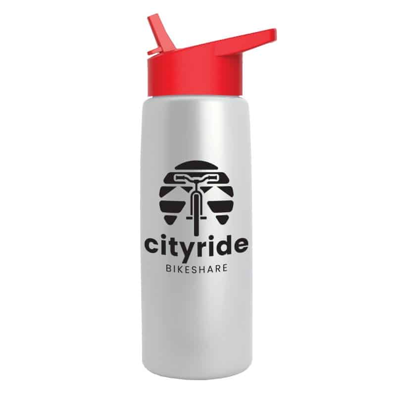 Custom Garyline® Flair Tritan® Metallike Bottle with Flip-Straw Lid - 26 oz. - 9