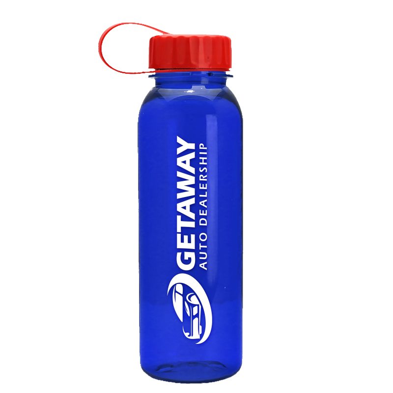 Custom Garyline® Flat-Sided Tritan® Bottle with Tethered Lid - 24 oz. - 2