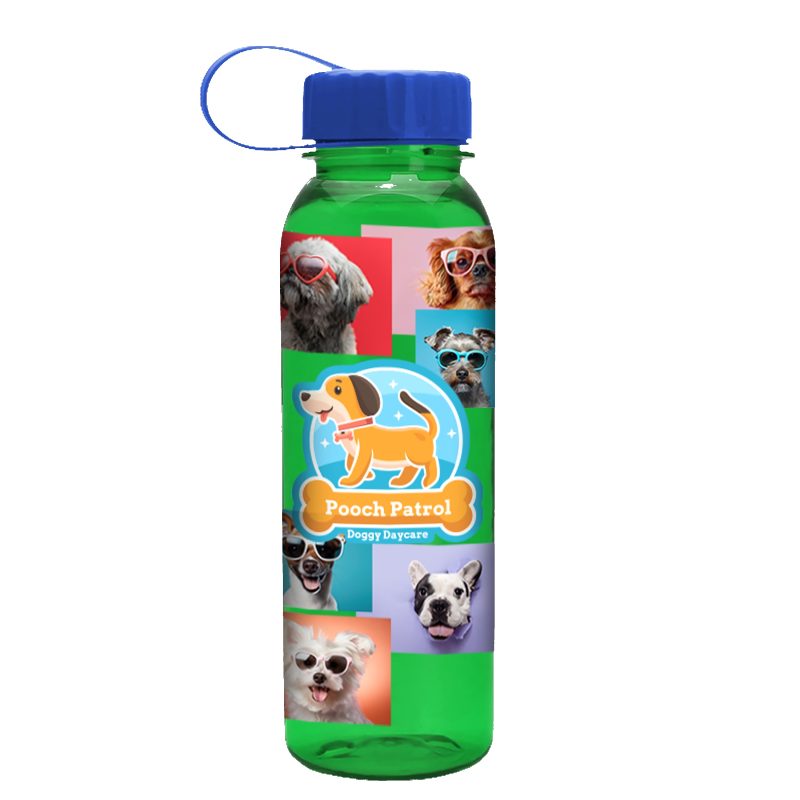 Custom Garyline® Flat-Sided Tritan® Bottle with Tethered Lid - 24 oz. - 3