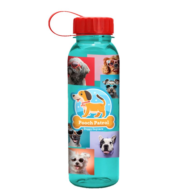 Custom Garyline® Flat-Sided Tritan® Bottle with Tethered Lid - 24 oz. - 7