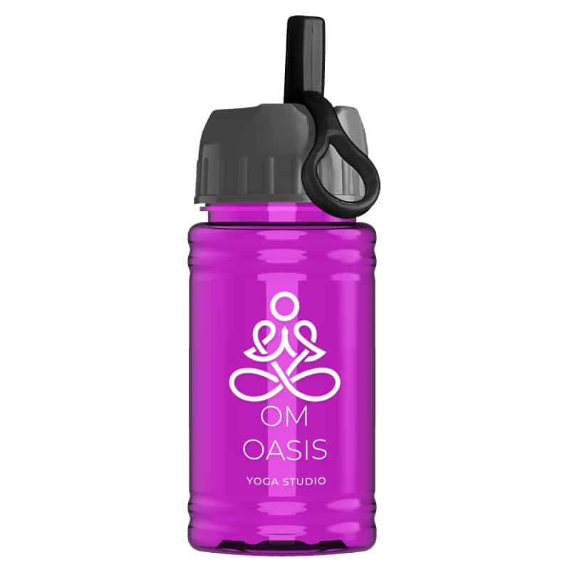 Custom Garyline® Mini RPET Bottle with Ring-Straw Lid - 16 oz. - 4