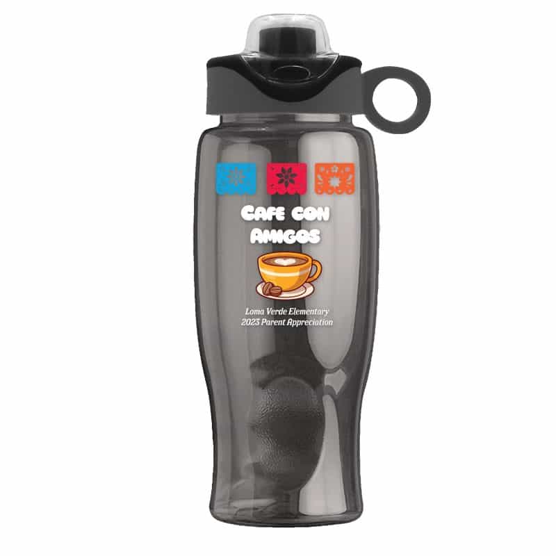 Custom Garyline® Poly+ Bottle with Two-Tone Drink-Thru Lid with Silicone Loop - 27 oz. - 1