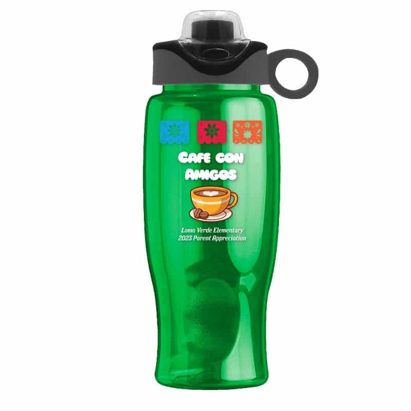 Custom Garyline® Poly+ Bottle with Two-Tone Drink-Thru Lid with Silicone Loop - 27 oz. - 3