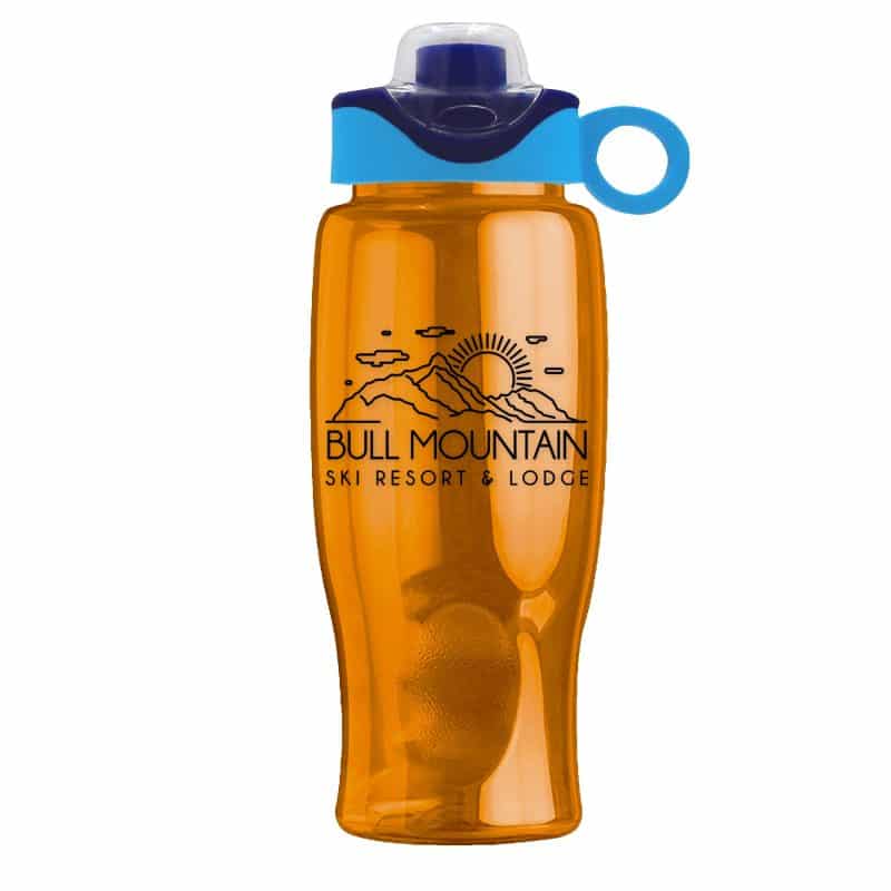 Custom Garyline® Poly+ Bottle with Two-Tone Drink-Thru Lid with Silicone Loop - 27 oz. - 4