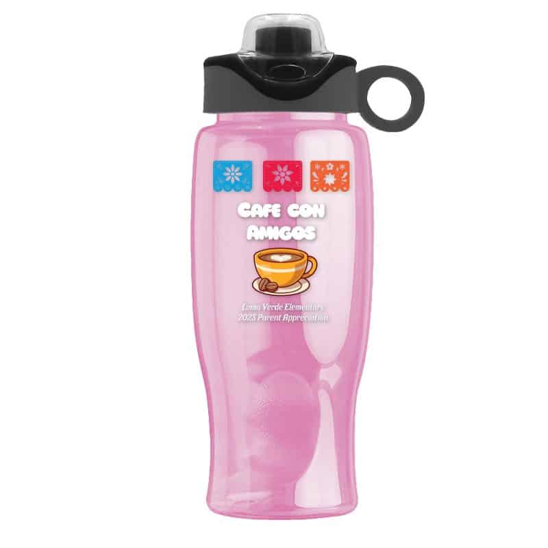 Custom Garyline® Poly+ Bottle with Two-Tone Drink-Thru Lid with Silicone Loop - 27 oz. - 5