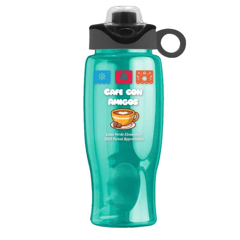 Custom Garyline® Poly+ Bottle with Two-Tone Drink-Thru Lid with Silicone Loop - 27 oz. - 7