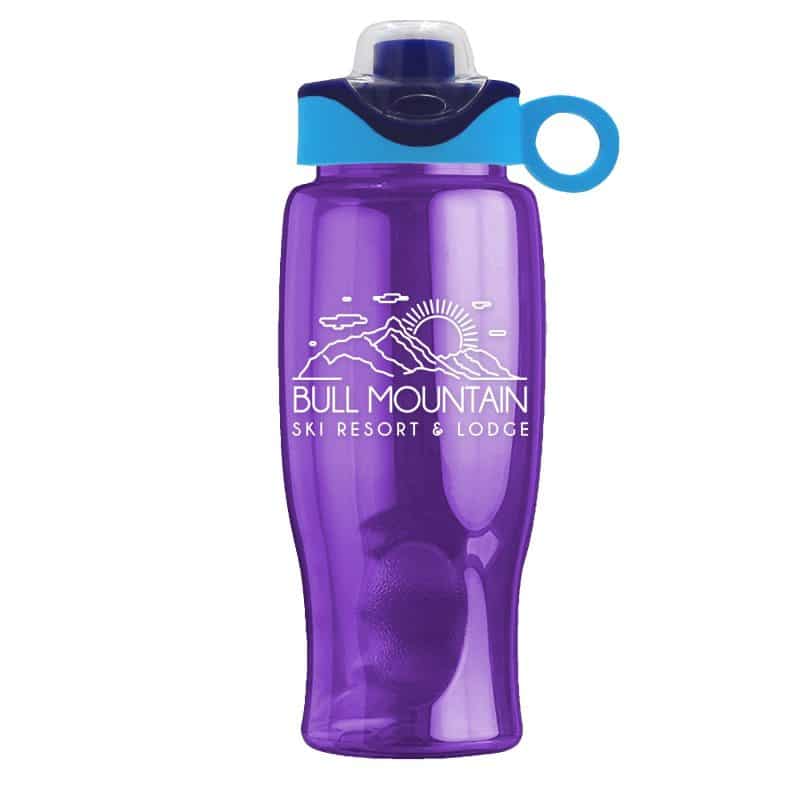 Custom Garyline® Poly+ Bottle with Two-Tone Drink-Thru Lid with Silicone Loop - 27 oz. - 8