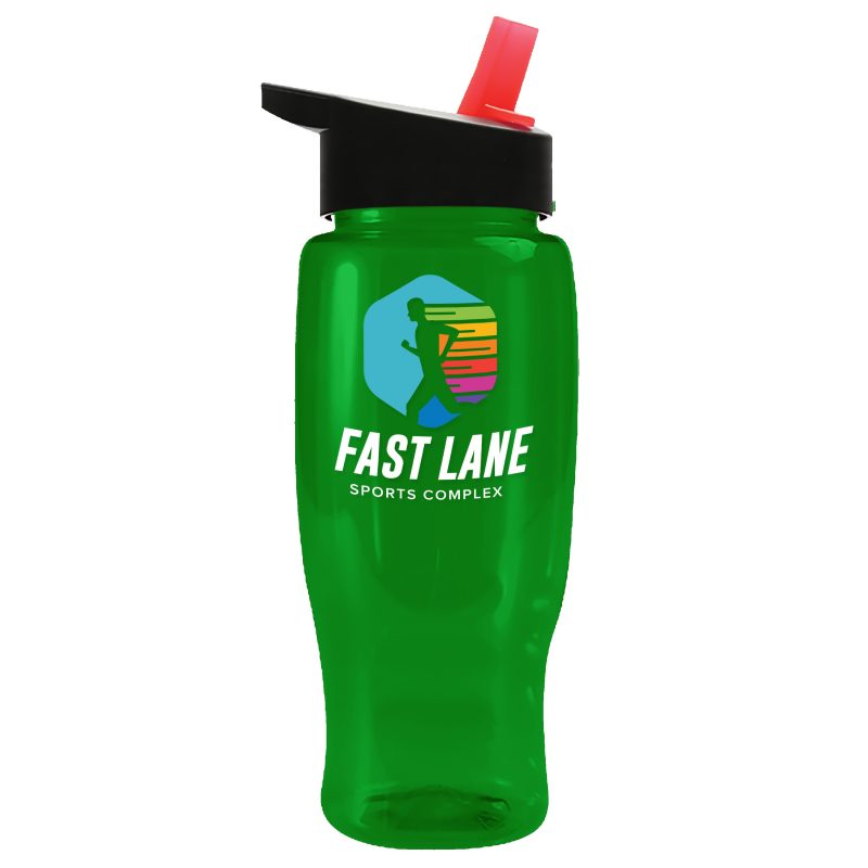 Custom Garyline® Poly+ Recycled Bottle with Flip-Straw Lid - 27 oz. - 3