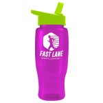 Custom Garyline® Poly+ Recycled Bottle with Flip-Straw Lid - 27 oz. - 4
