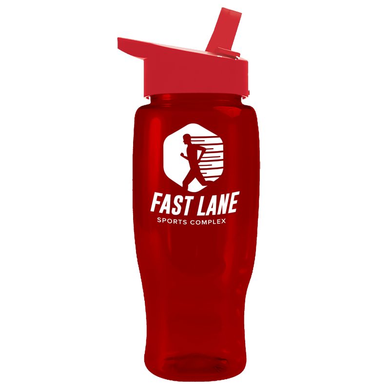 Custom Garyline® Poly+ Recycled Bottle with Flip-Straw Lid - 27 oz. - 6