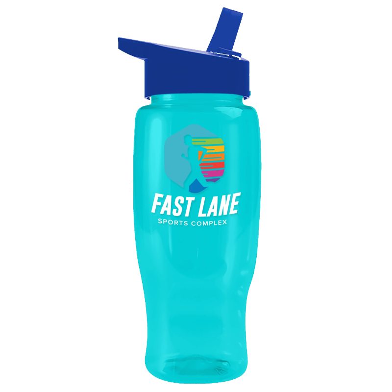 Custom Garyline® Poly+ Recycled Bottle with Flip-Straw Lid - 27 oz. - 7
