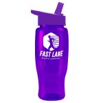 Custom Garyline® Poly+ Recycled Bottle with Flip-Straw Lid - 27 oz. - 8