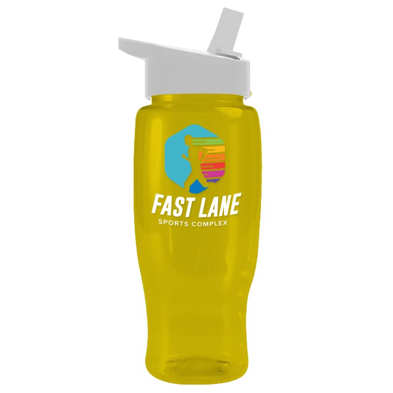 Custom Garyline® Poly+ Recycled Bottle with Flip-Straw Lid - 27 oz. - 9