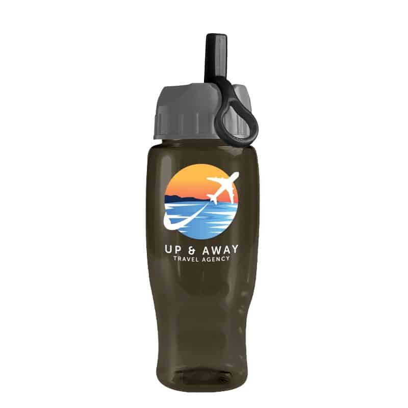 Custom Garyline® Poly+ Recycled Bottle with Ring-Straw Lid - 27 oz. - 1