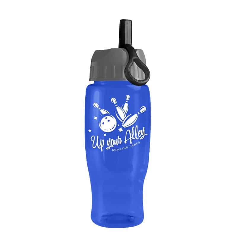 Custom Garyline® Poly+ Recycled Bottle with Ring-Straw Lid - 27 oz. - 2